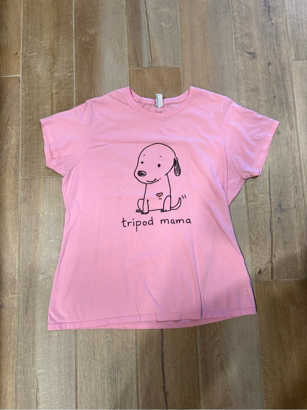 Port and Company Pink Graphic Tee with Black Dog Sketch